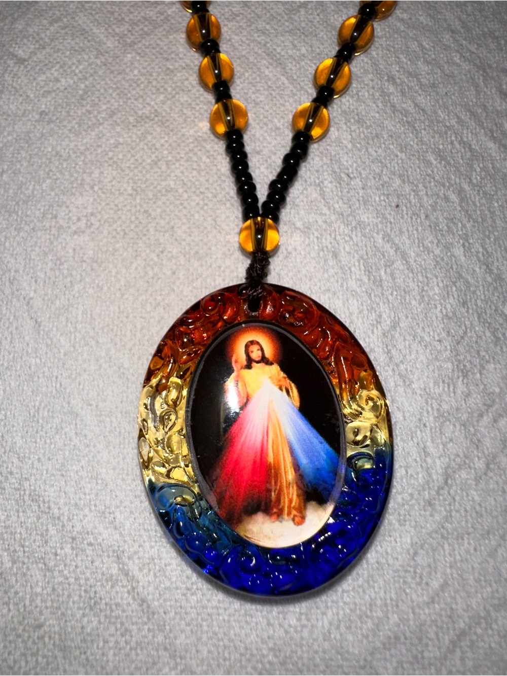 ⭐️ Multicolor Rainbow Jesus Pendant Necklace